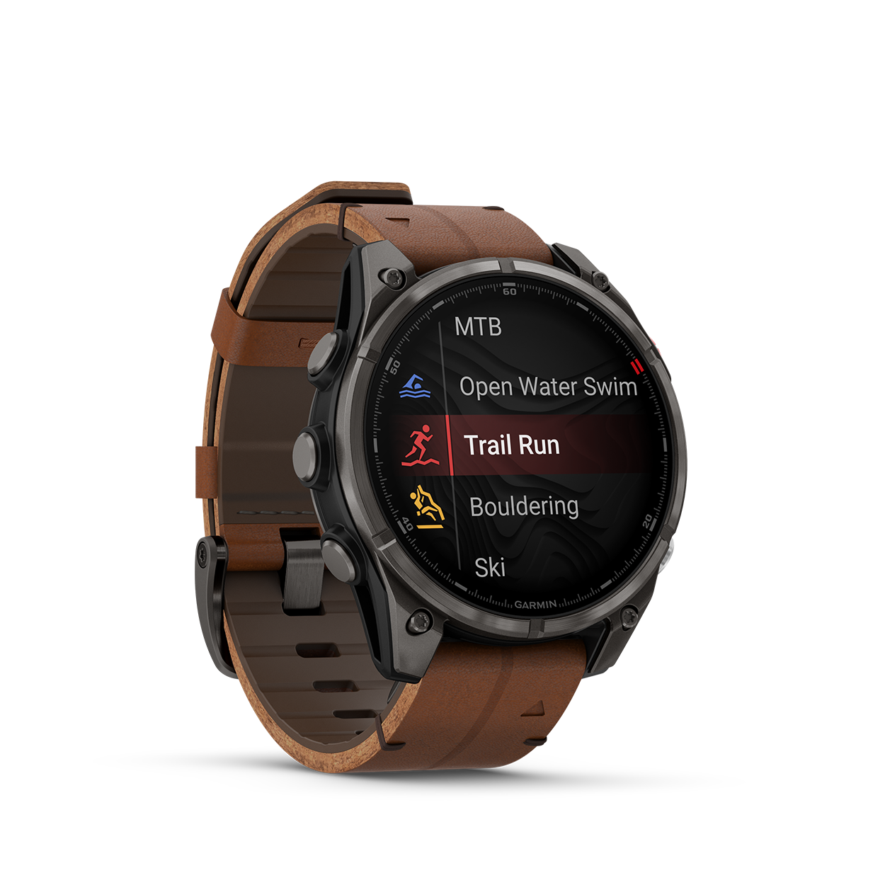 Fenix8Pro_47mm_Carbon_Leather_Front-right_0002_F8_Pro_activitylist_trail_run