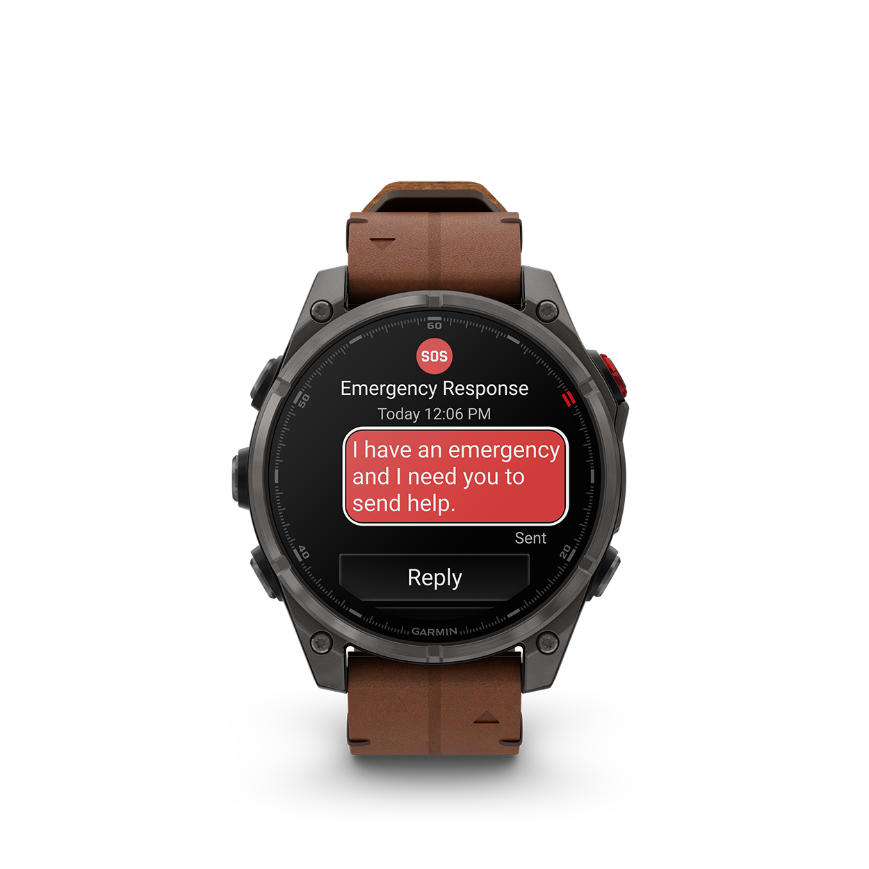 Fenix8Pro_47mm_Carbon_Leather_Front_0001_F8_Pro_SOS_message_010-03198-40png